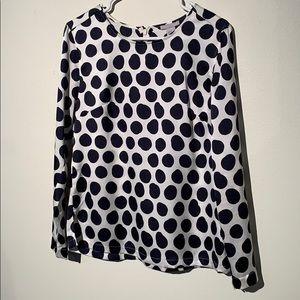 H&M- navy polka dot long sleeve blouse